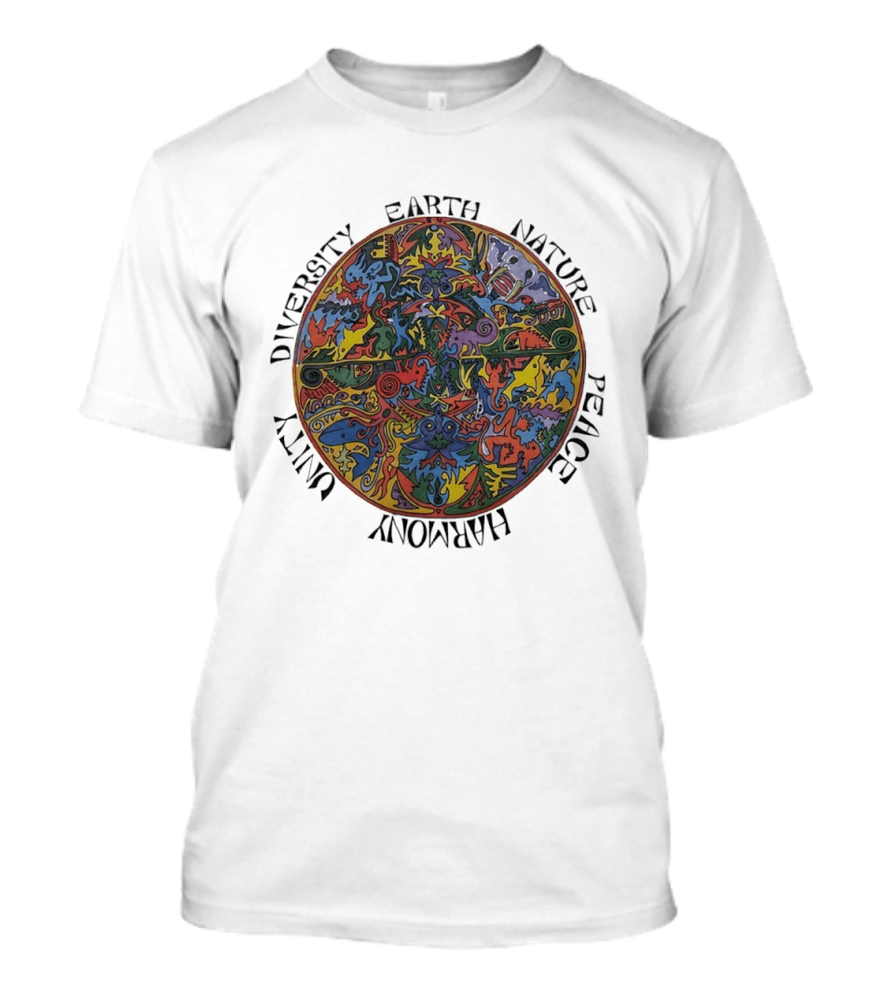 Diversity Earth Nature Peace Harmony Unity Psychedelic Mandala T-Shirt