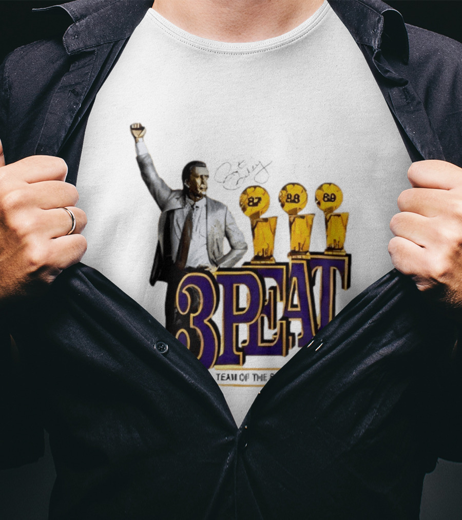 Los Angeles Lakers 3 Peat Team Of The 80s Pat Riley Champions 87 88 89 T-Shirt