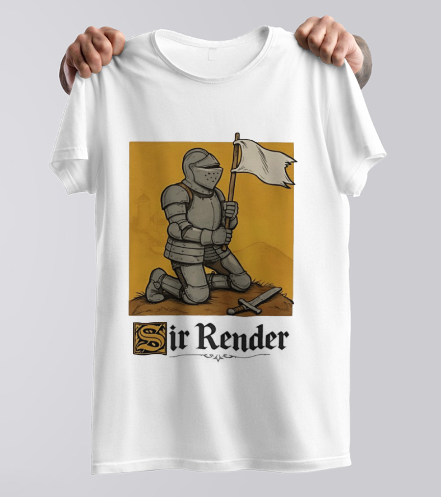 Sir Render Medieval Soldier Holding White Flag Knight Surrender T-Shirt