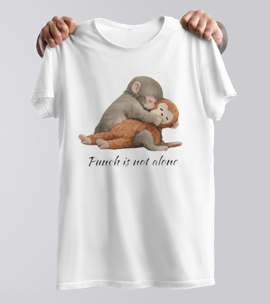 Punch Is Not Alone Hugging Monkeys Cuddle T-Shirt