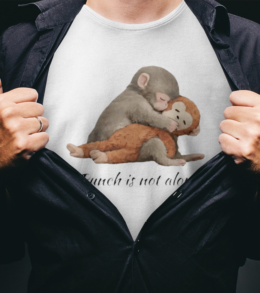 Punch Is Not Alone Hugging Monkeys Cuddle T-Shirt