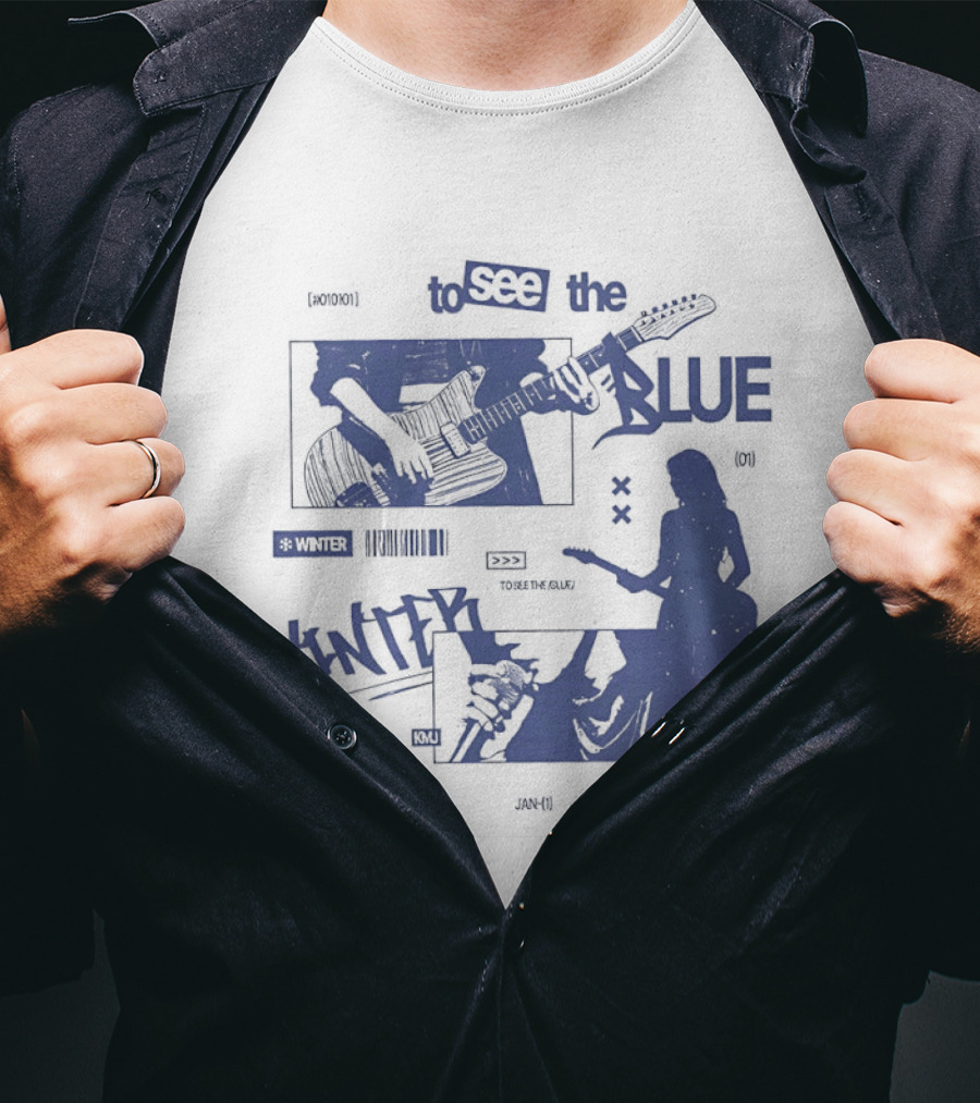 To See The Blue Winter Music Band Guitar T-Shirt