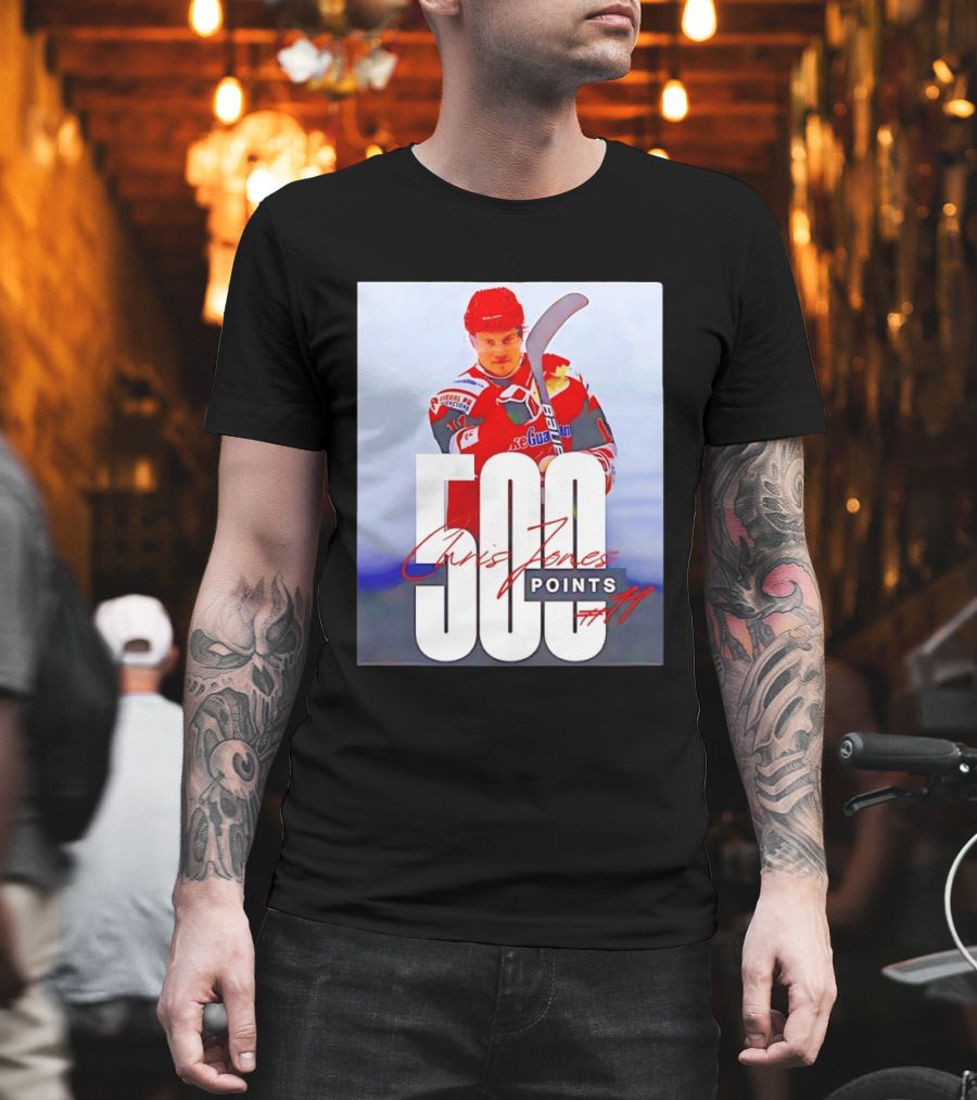 Chris Jones 500 Points Hockey Swindon Wildcats Number 47 T-Shirt