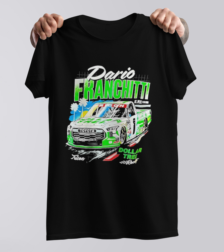 Dario Franchitti Toyota Tundra Dollar Tree Racing Palm Trees And Checkered Flags T-Shirt