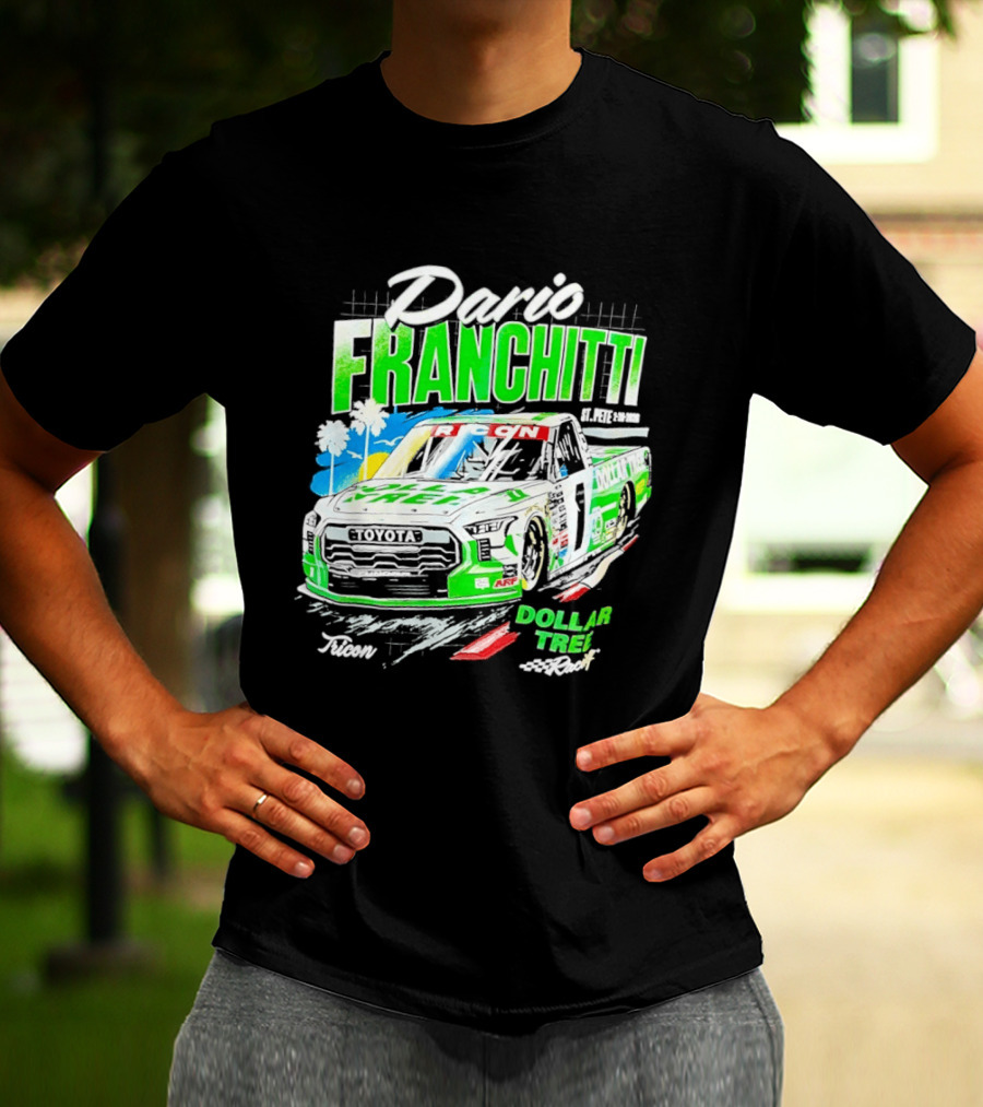 Dario Franchitti Toyota Tundra Dollar Tree Racing Palm Trees And Checkered Flags T-Shirt