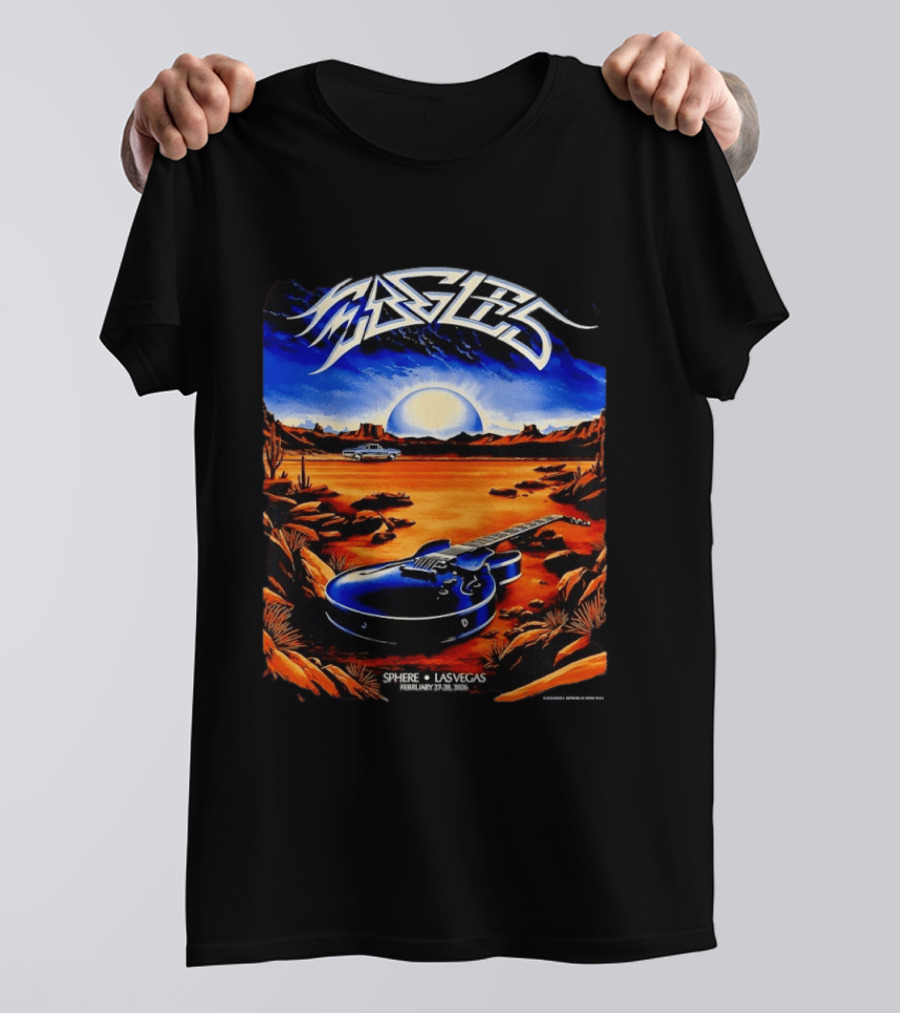 Eagles Live At Sphere Las Vegas February 27 28 2026 Desert Landscape Guitar T-Shirt