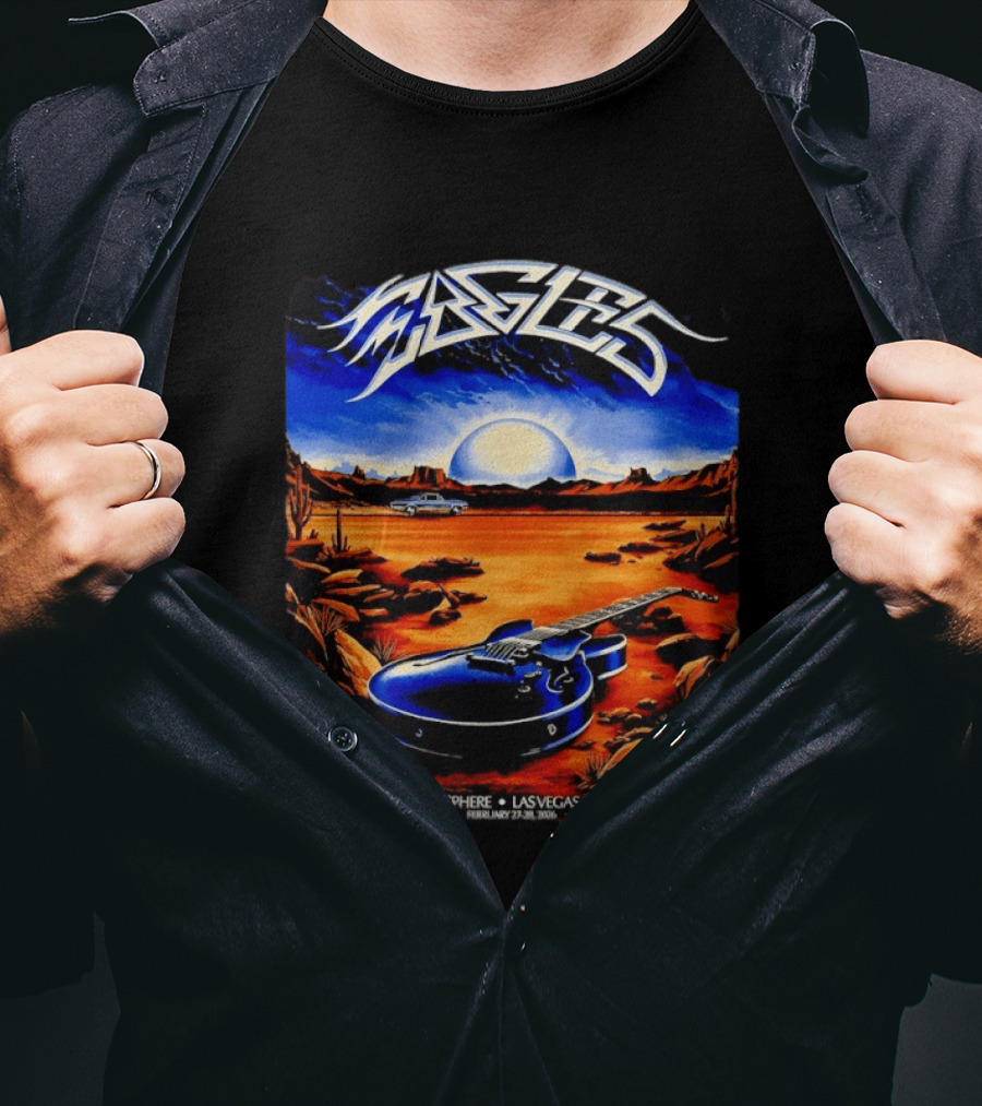 Eagles Live At Sphere Las Vegas February 27 28 2026 Desert Landscape Guitar T-Shirt
