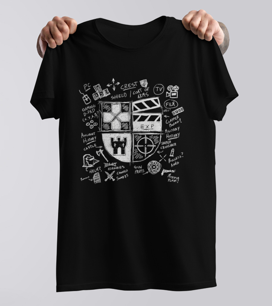 EXP Crest Shield Coat Of Arms Gaming D Pad Castle Ancient History T-Shirt