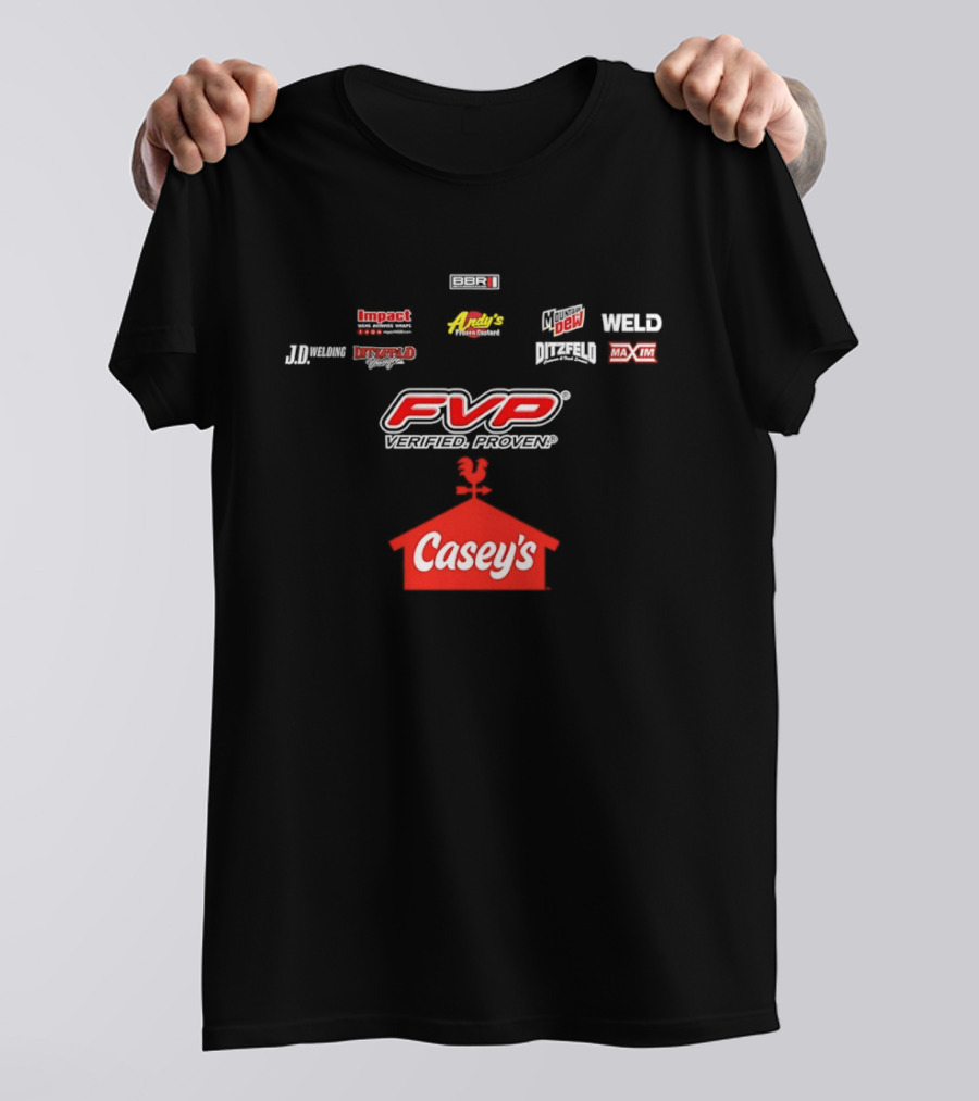 FVP Verified Proven Casey's Pizza Mountain Dew MAXIM Racing Impact Menard's World Racing Group T-Shirt