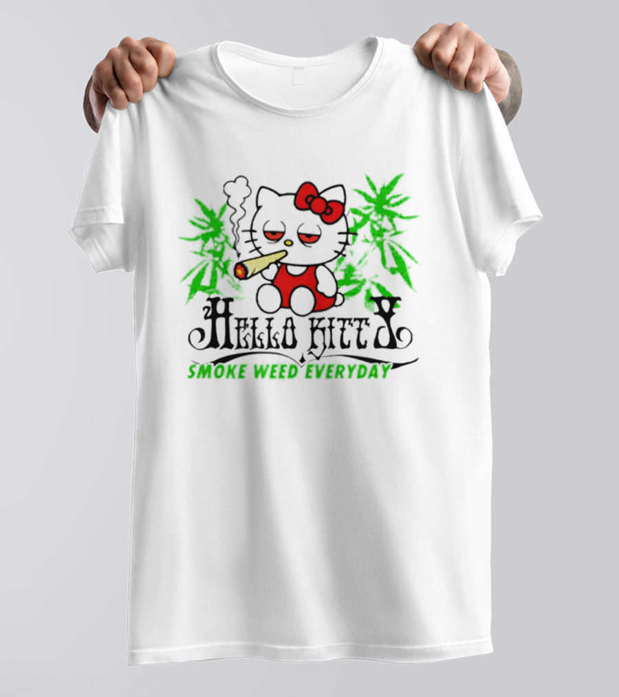 Hello Kitty Smoke Weed Everyday Cannabis Leaves T-Shirt