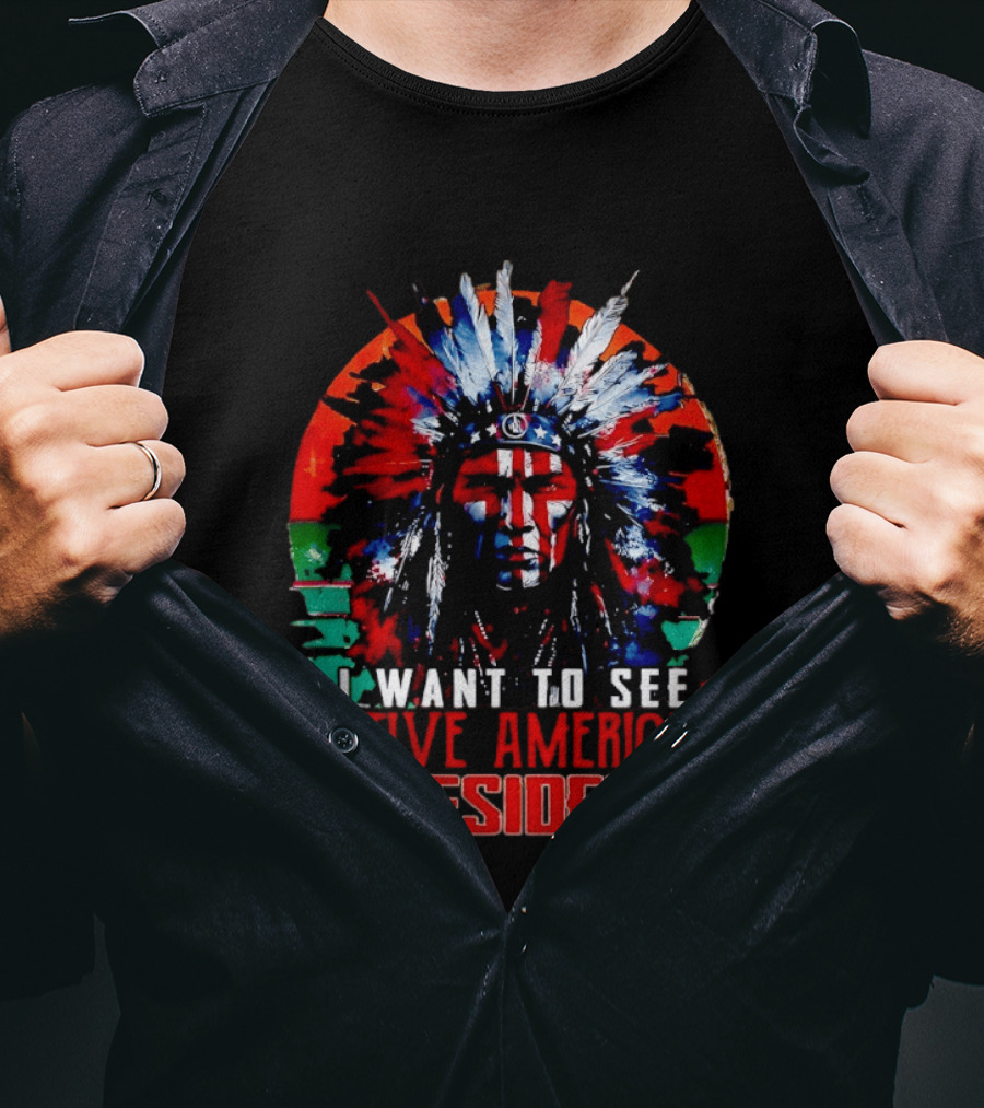 Native American President Bold Statement Feathers Headdress Vision T-Shirt