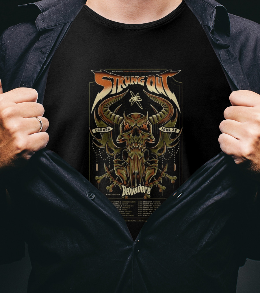 Strung Out Canada Tour 2026 Belvedere Special Guests Vancouver Toronto Calgary Dates T-Shirt