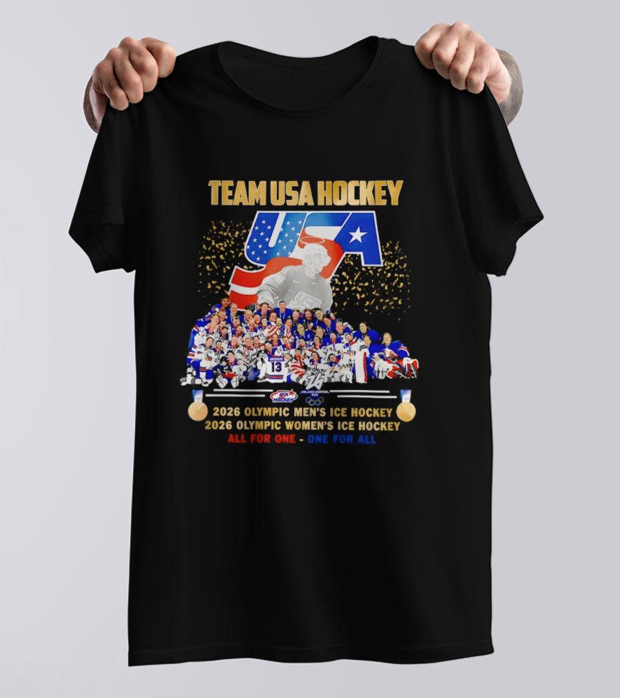 Team USA Hockey 2026 Olympic Men's Women's Ice Hockey All For One One For All T-Shirt