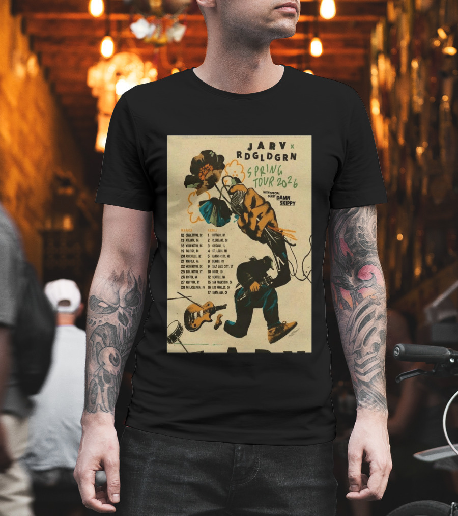 JARV RDGLDGRN Spring Tour 2026 With Guest Damn Skippy Tour Dates T-Shirt