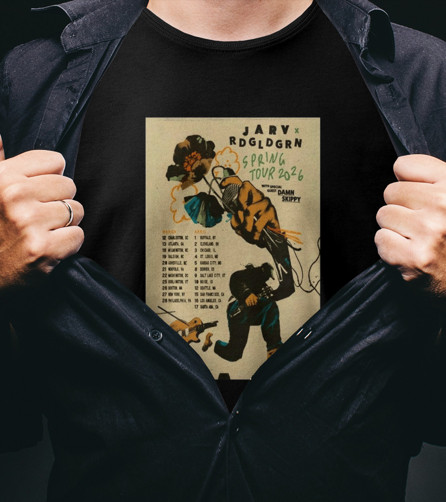 JARV RDGLDGRN Spring Tour 2026 With Guest Damn Skippy Tour Dates T-Shirt