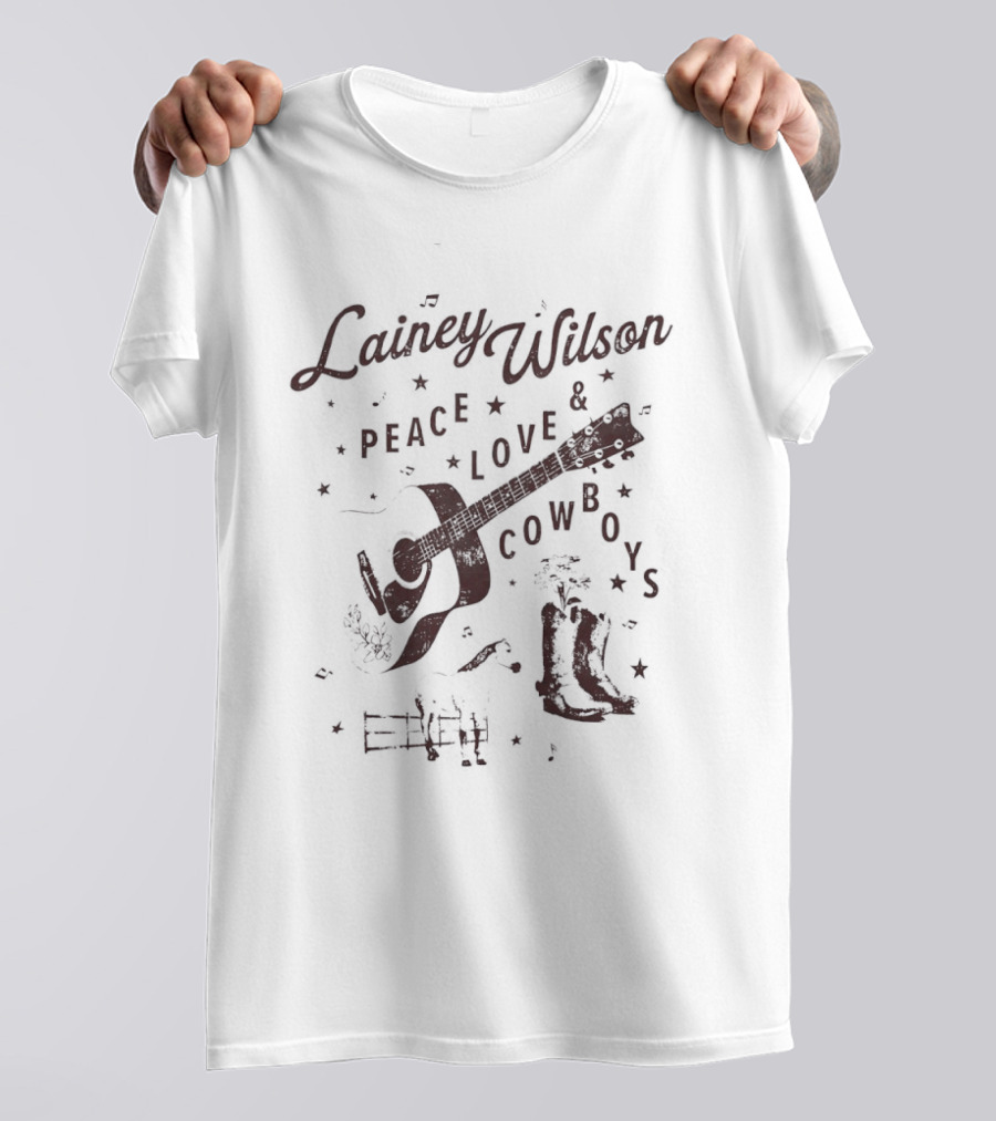Lainey Wilson Peace Love And Cowboys Guitar Artistry T-Shirt