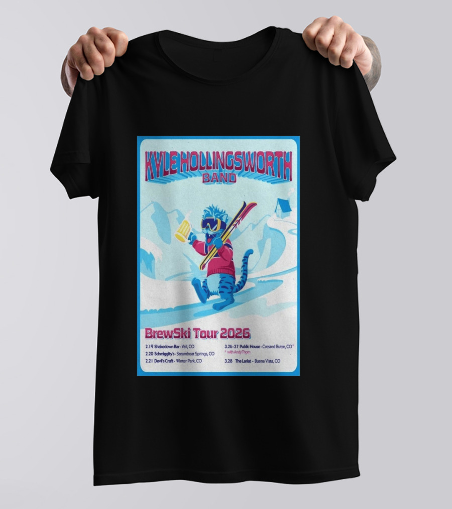 Kyle Hollingsworth Band Brewski Tour 2026 Vail Steamboat Springs Winter Park Crested Butte Buena Vista T-Shirt