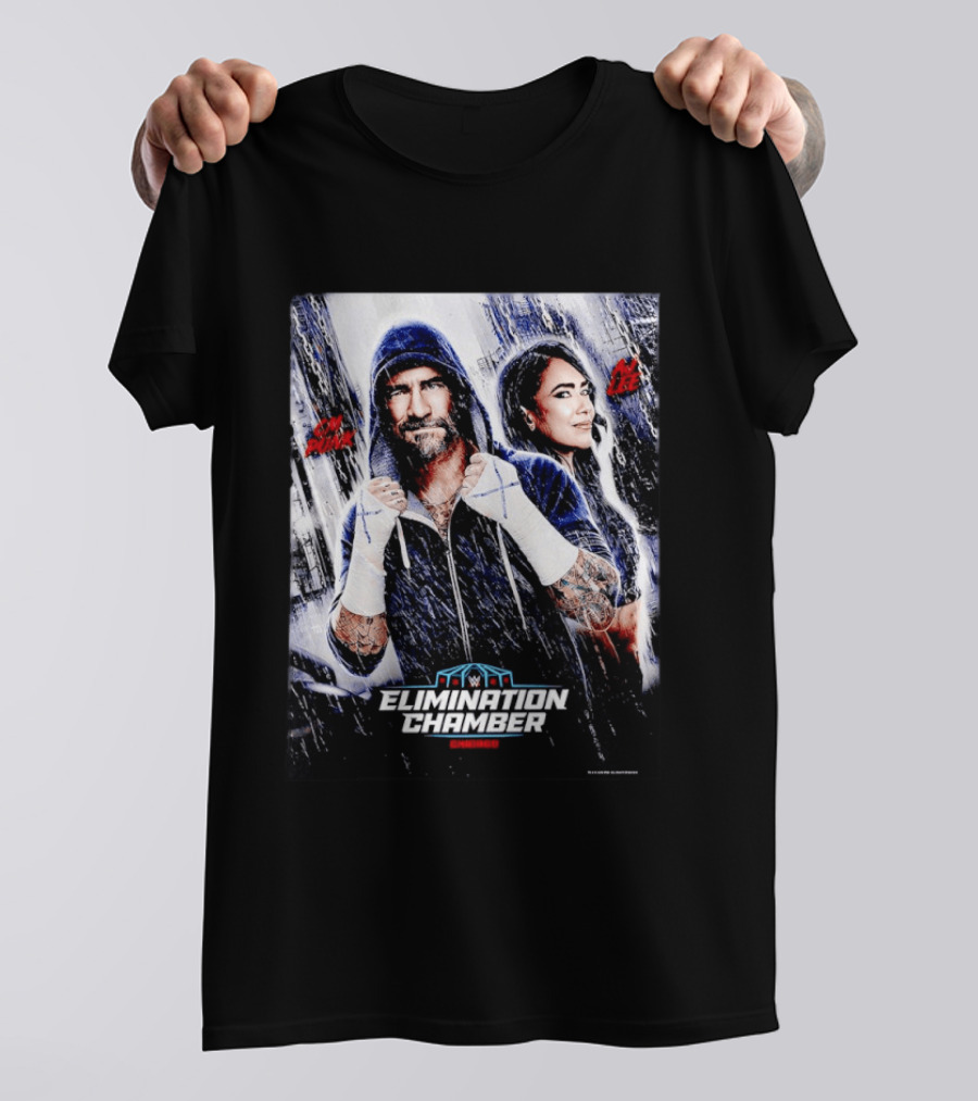 CM Punk AJ Lee WWE Elimination Chamber 2026 Chicago Event T-Shirt