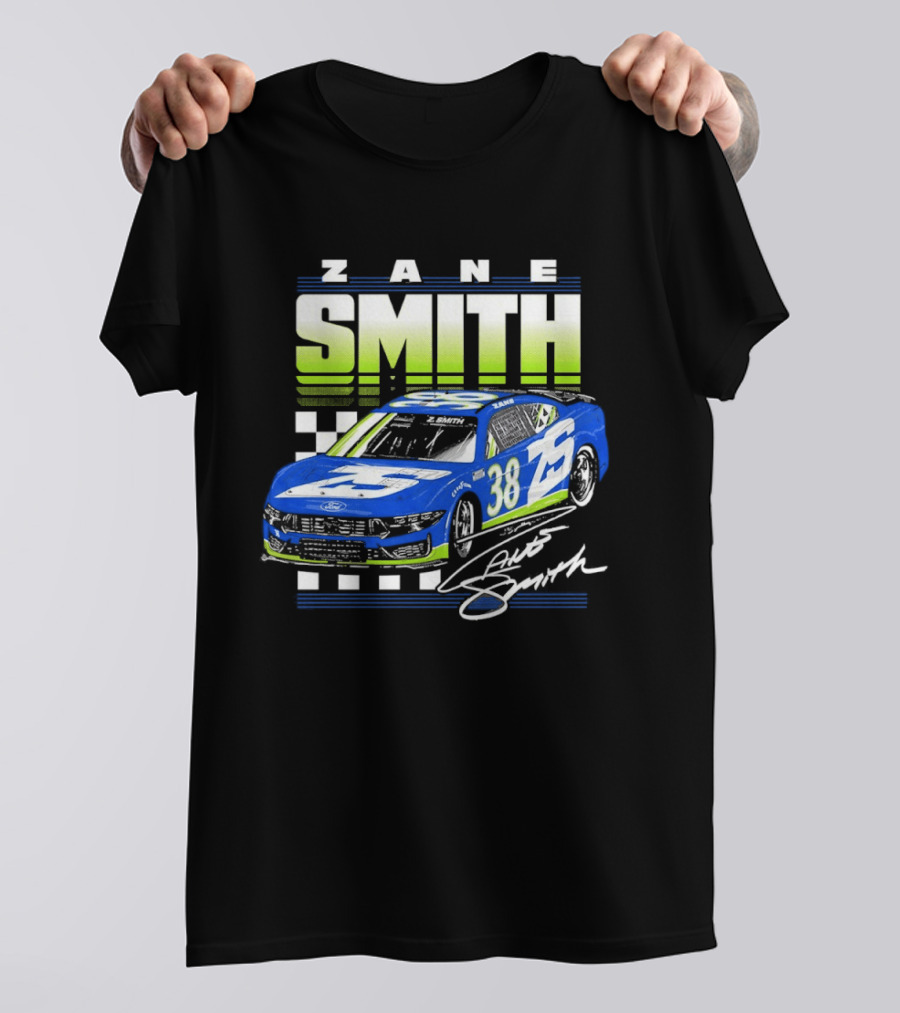 Zane Smith 38 Ford Mustang Dark Horse Front Row Motorsports Racing Car T-Shirt