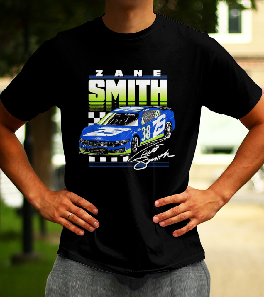 Zane Smith 38 Ford Mustang Dark Horse Front Row Motorsports Racing Car T-Shirt
