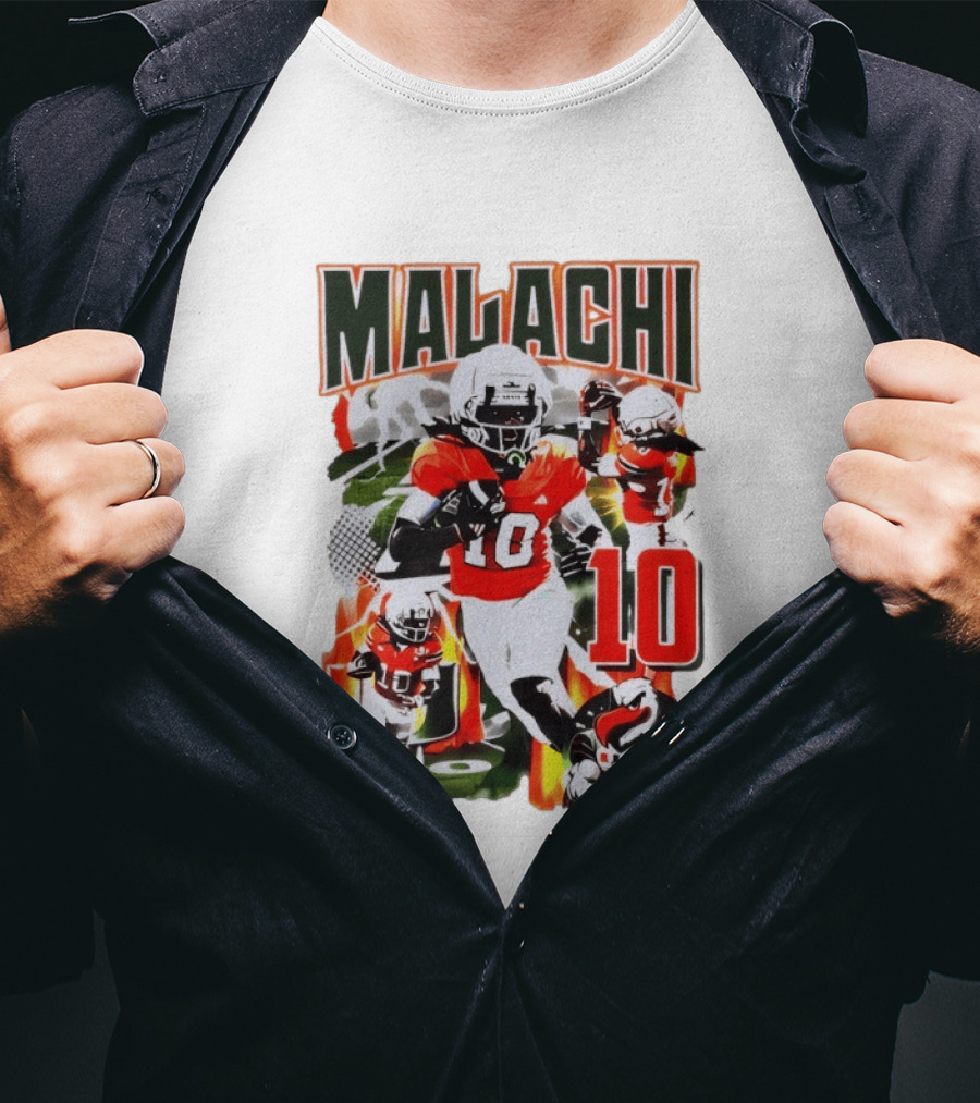 Malachi 10 Miami Hurricanes Football Player Action Collage T-Shirt