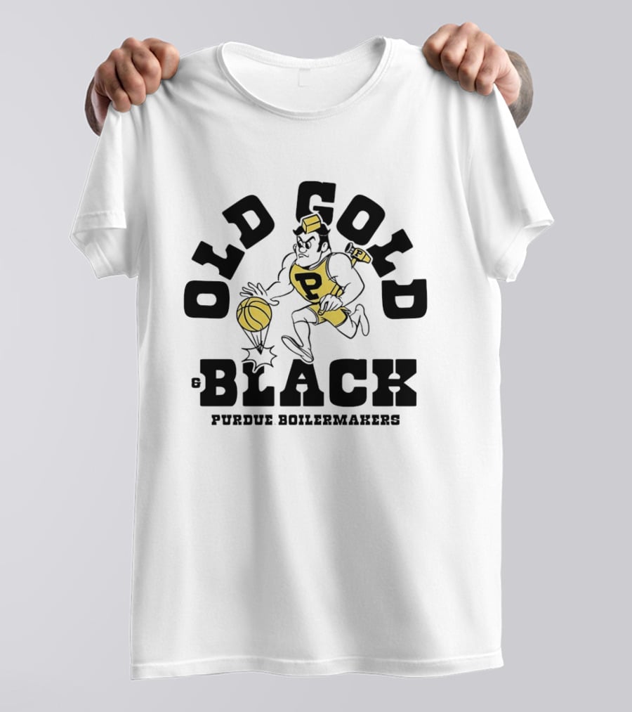 Purdue Boilermakers Old Gold Black Basketball Player T-Shirt