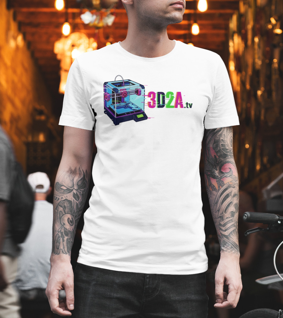 3DZA TV 3D Printer Neon Glitch Aesthetic T-Shirt