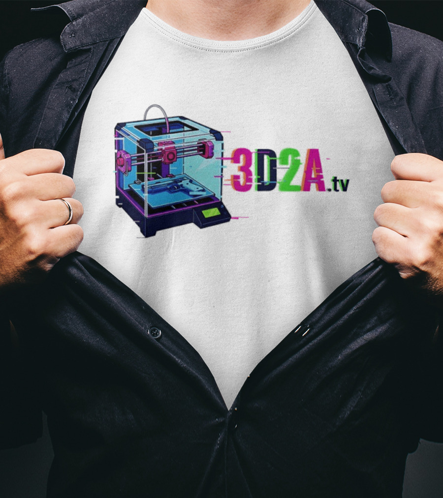 3DZA TV 3D Printer Neon Glitch Aesthetic T-Shirt