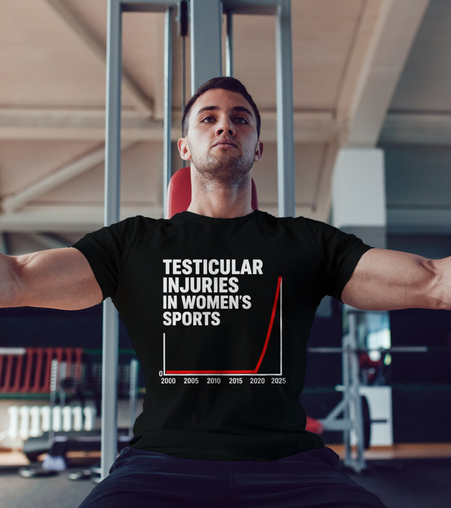 Testicular Injuries In Women's Sports Satirical Chart 2000 2025 Trend Analysis T-Shirt