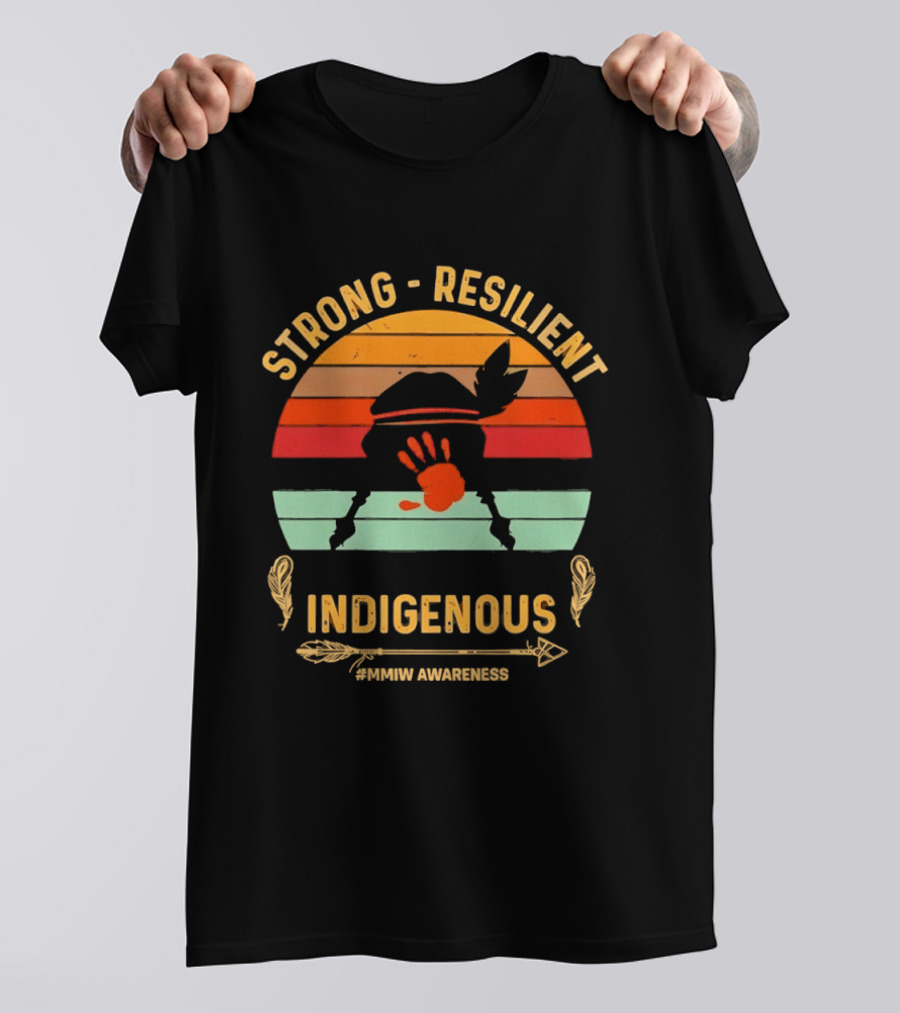 Strong Resilient Indigenous Awareness Handprint Sunset T-Shirt