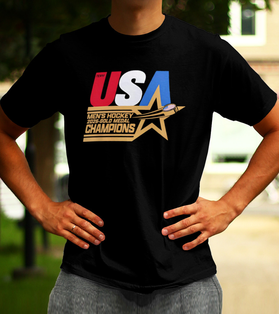 USA Men's Hockey 2026 Gold Medal Champions Star T-Shirt