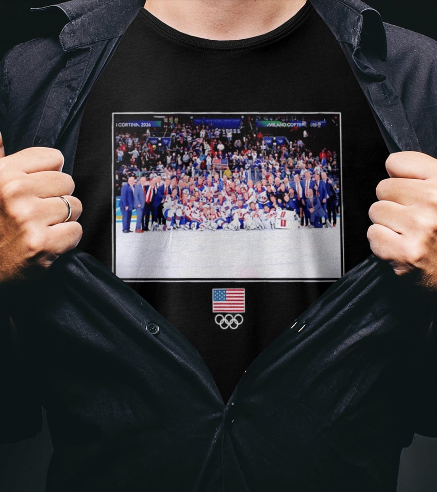 USA Hockey Team Cortina Milano 2026 Olympic Celebration T-Shirt