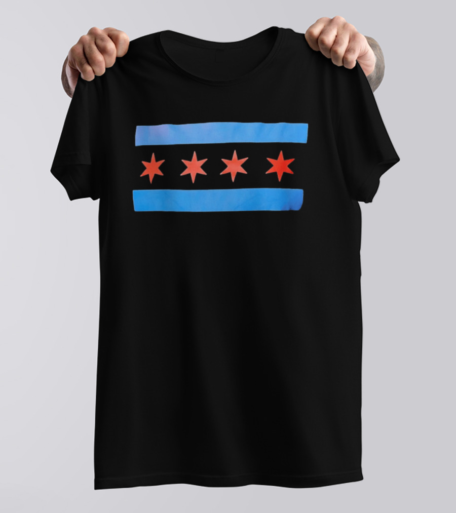 Chicago Flag Four Red Stars Blue Stripes T-Shirt