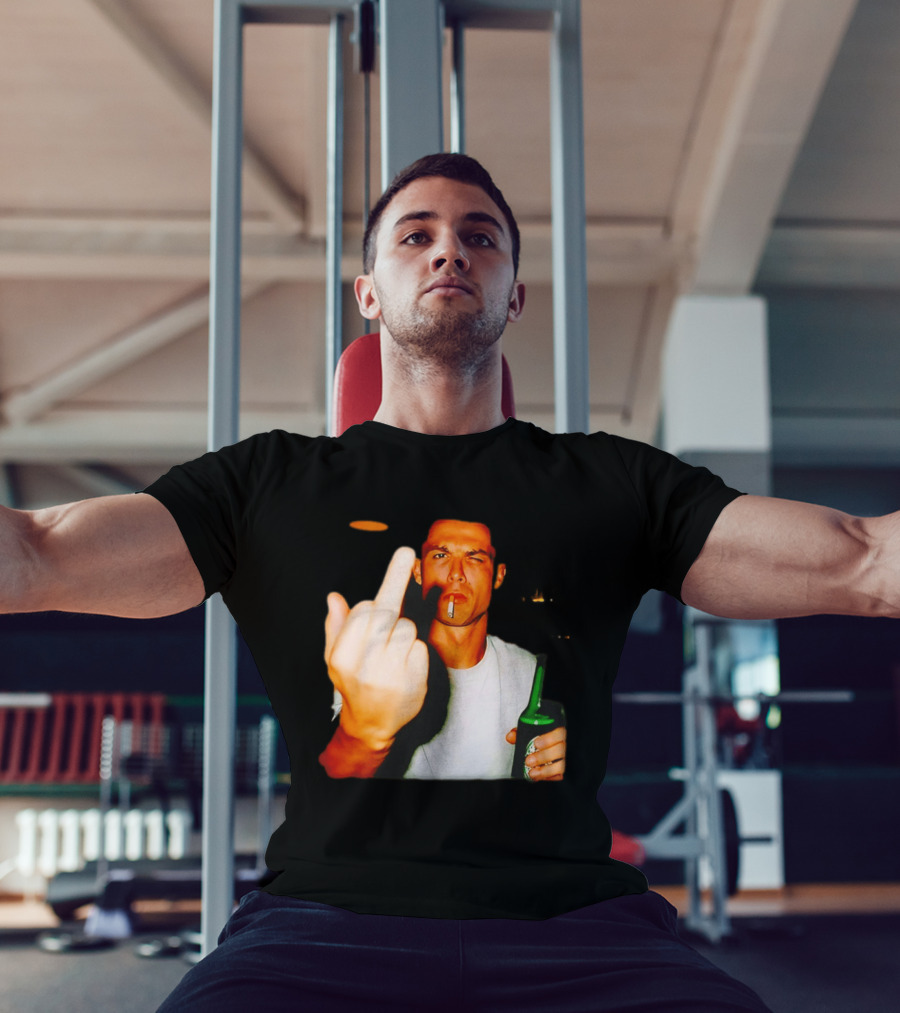 Cristiano Ronaldo Middle Finger Smoking Drinking After Hours T-Shirt