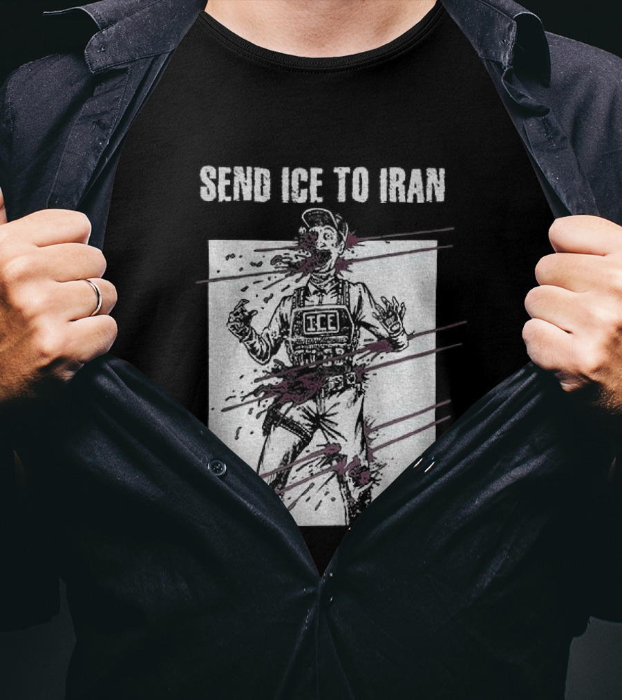 Send Ice To Iran Pink Paint Streaks T-Shirt