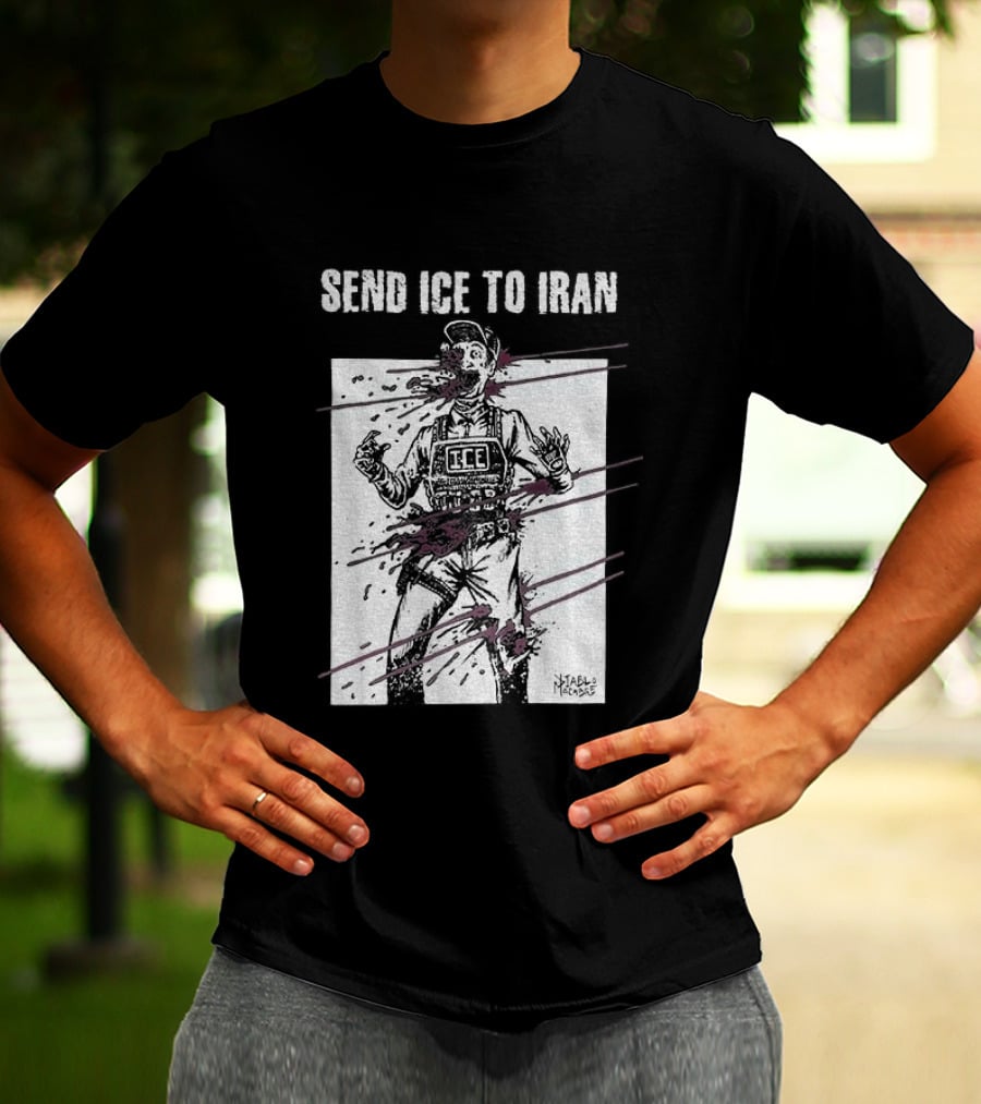Send Ice To Iran Pink Paint Streaks T-Shirt