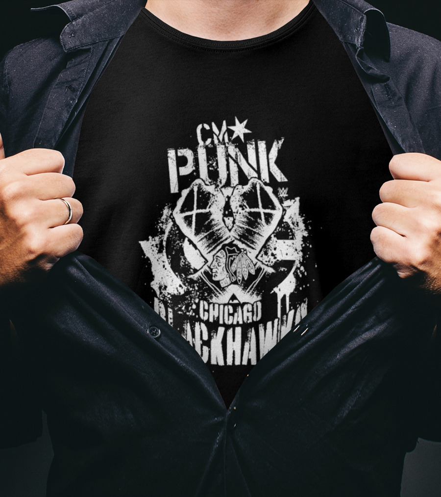 CM Punk Chicago Blackhawks Crossover Collaboration T-Shirt