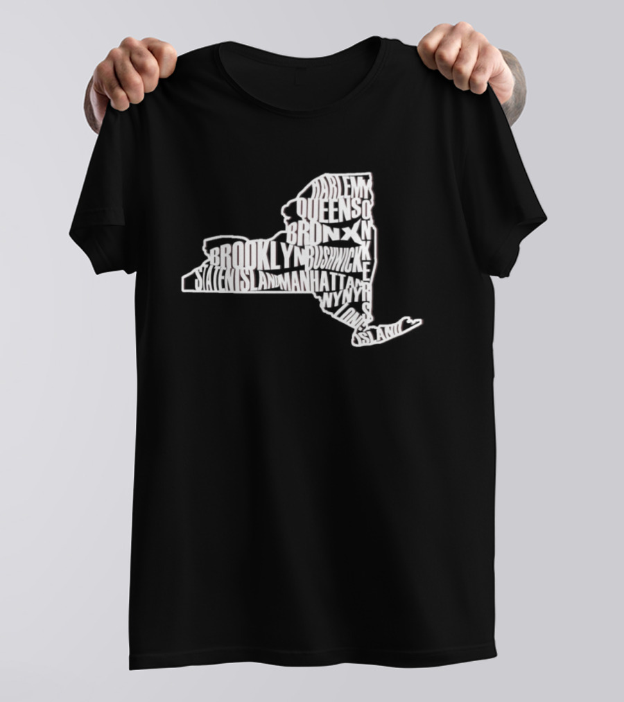 Brooklyn Queens Harlem Bronx Bushwick New York Map T-Shirt
