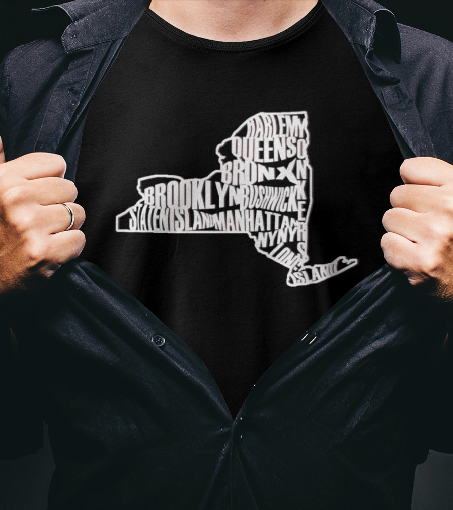 Brooklyn Queens Harlem Bronx Bushwick New York Map T-Shirt