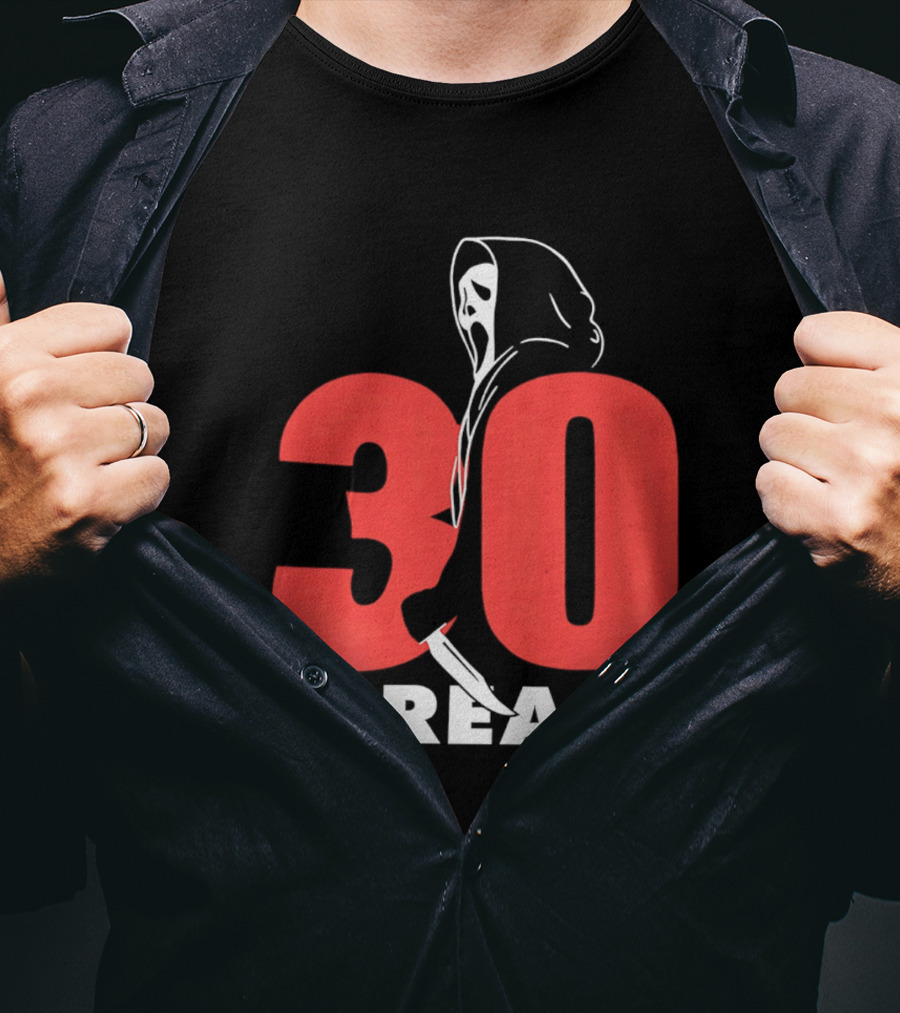 30 Scream Ghost Mask Scythe T-Shirt
