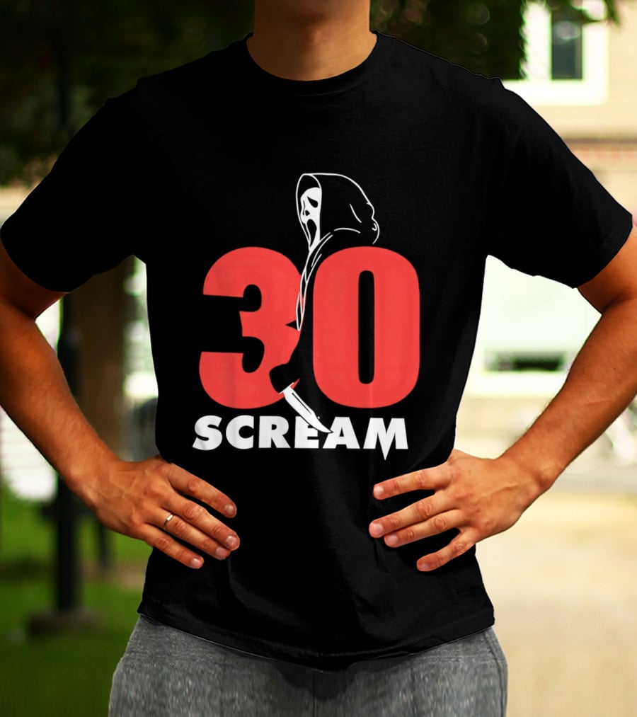 30 Scream Ghost Mask Scythe T-Shirt