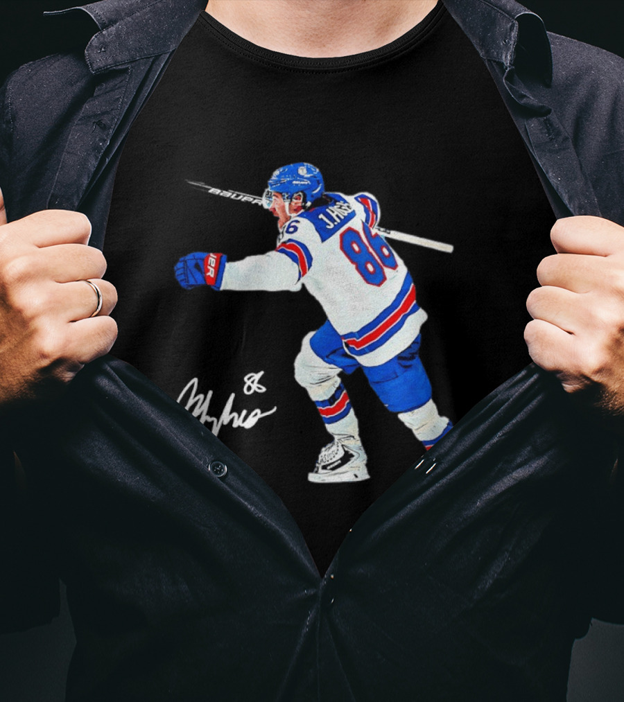 Jack Hughes 86 USA Team Hockey Celebration T-Shirt