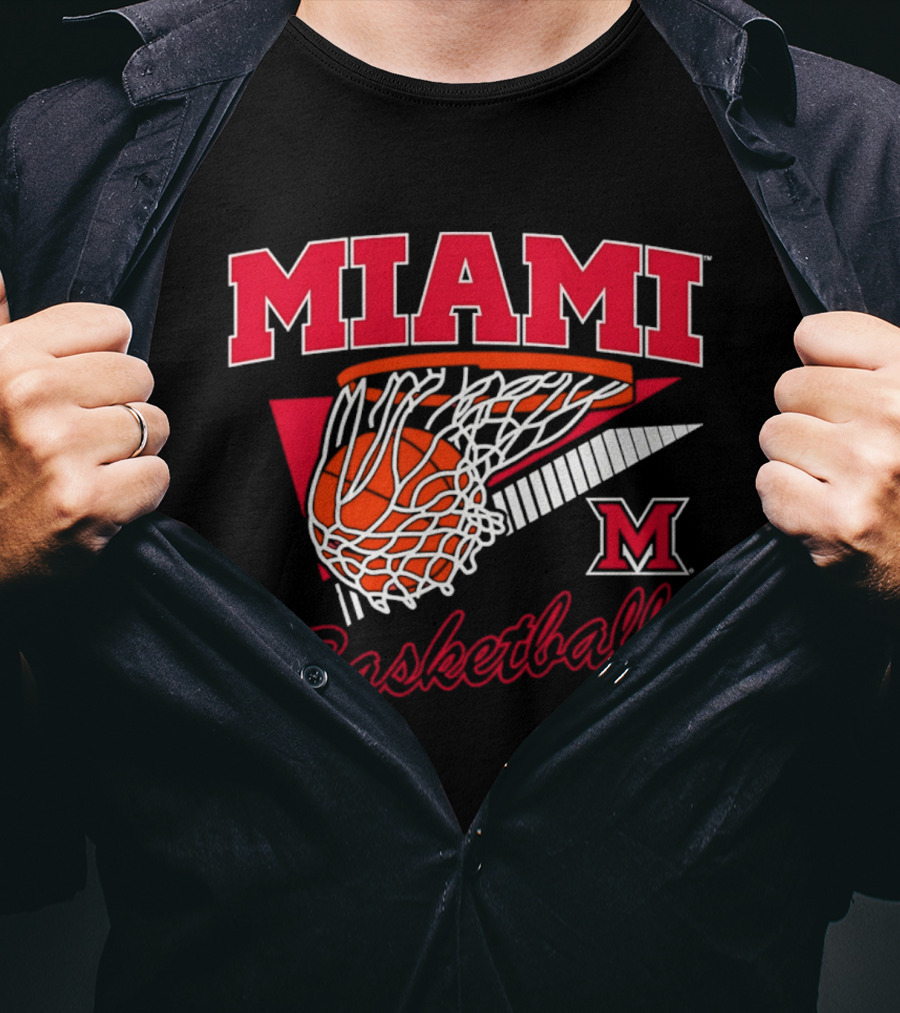 Miami Redhawks Basketball Action Hoop And Net Swish T-Shirt