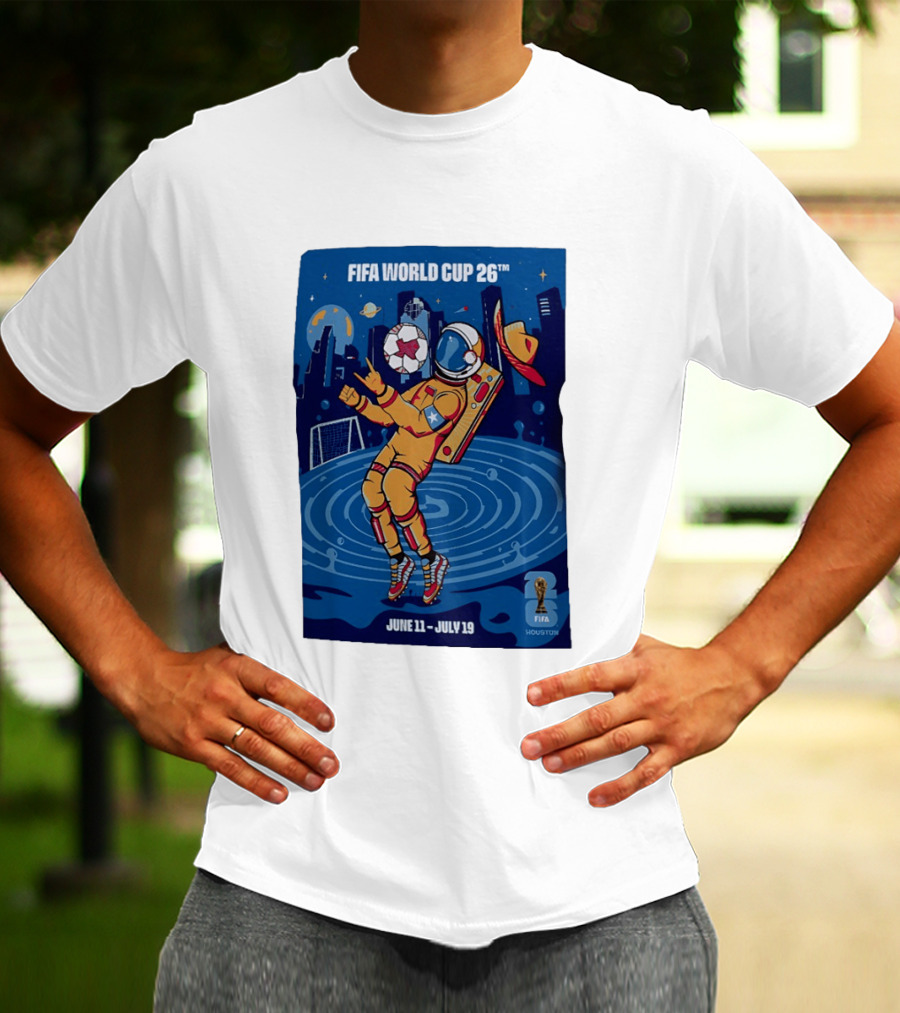FIFA World Cup 2026 Astronaut In Houston June 11 July 19 Soccer Space T-Shirt