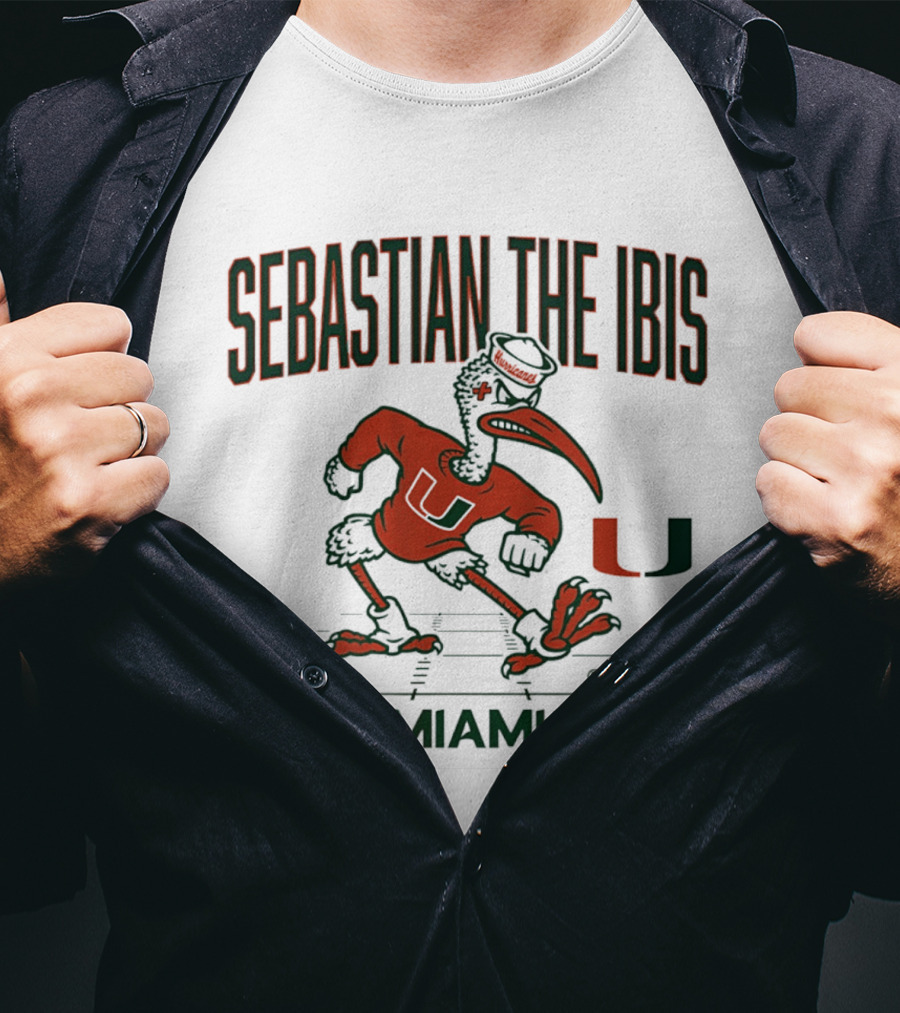 Miami Hurricanes Sebastian The Ibis U Gridiron Game Day Spirit T-Shirt