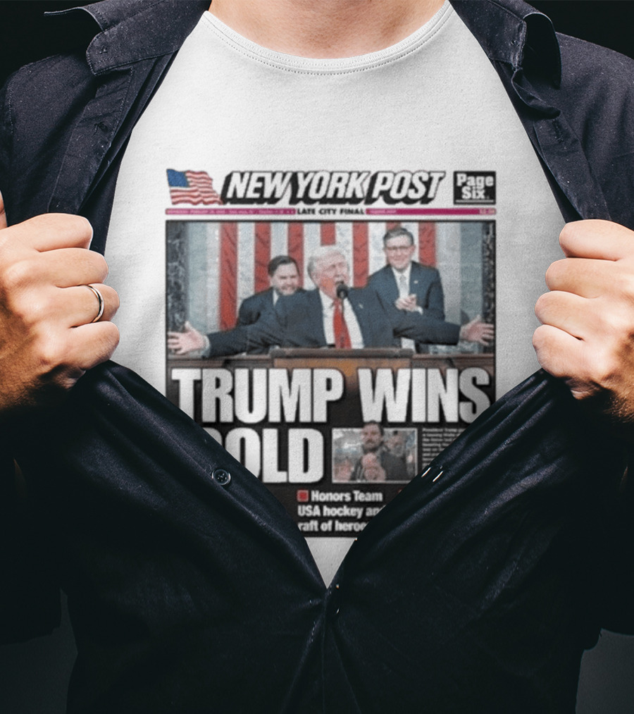 New York Post Trump Wins Gold State Of The Union Team USA Hockey T-Shirt