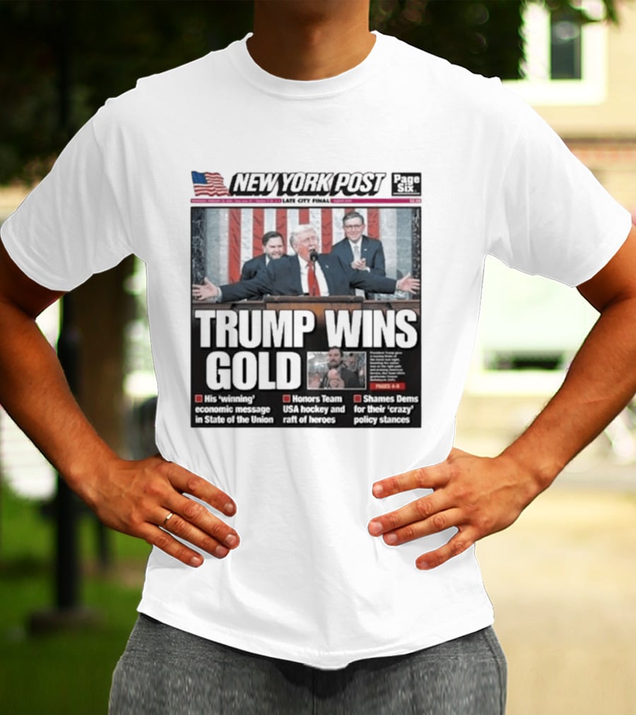 New York Post Trump Wins Gold State Of The Union Team USA Hockey T-Shirt