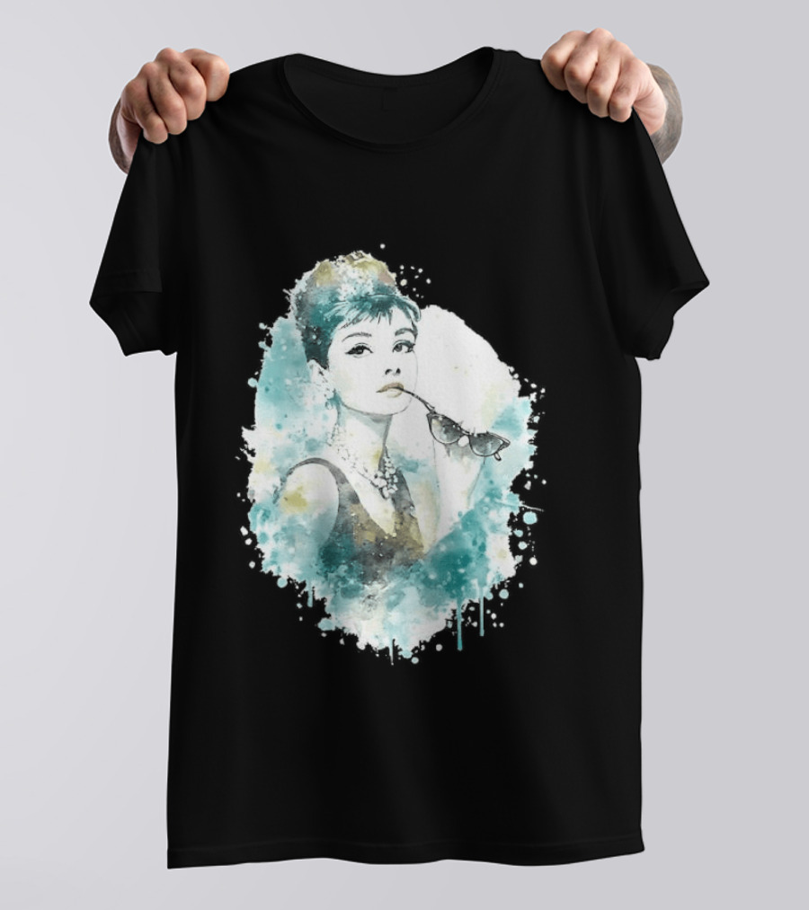 Mrs. Hepburn Watercolour Painting Aesthetic T-Shirt