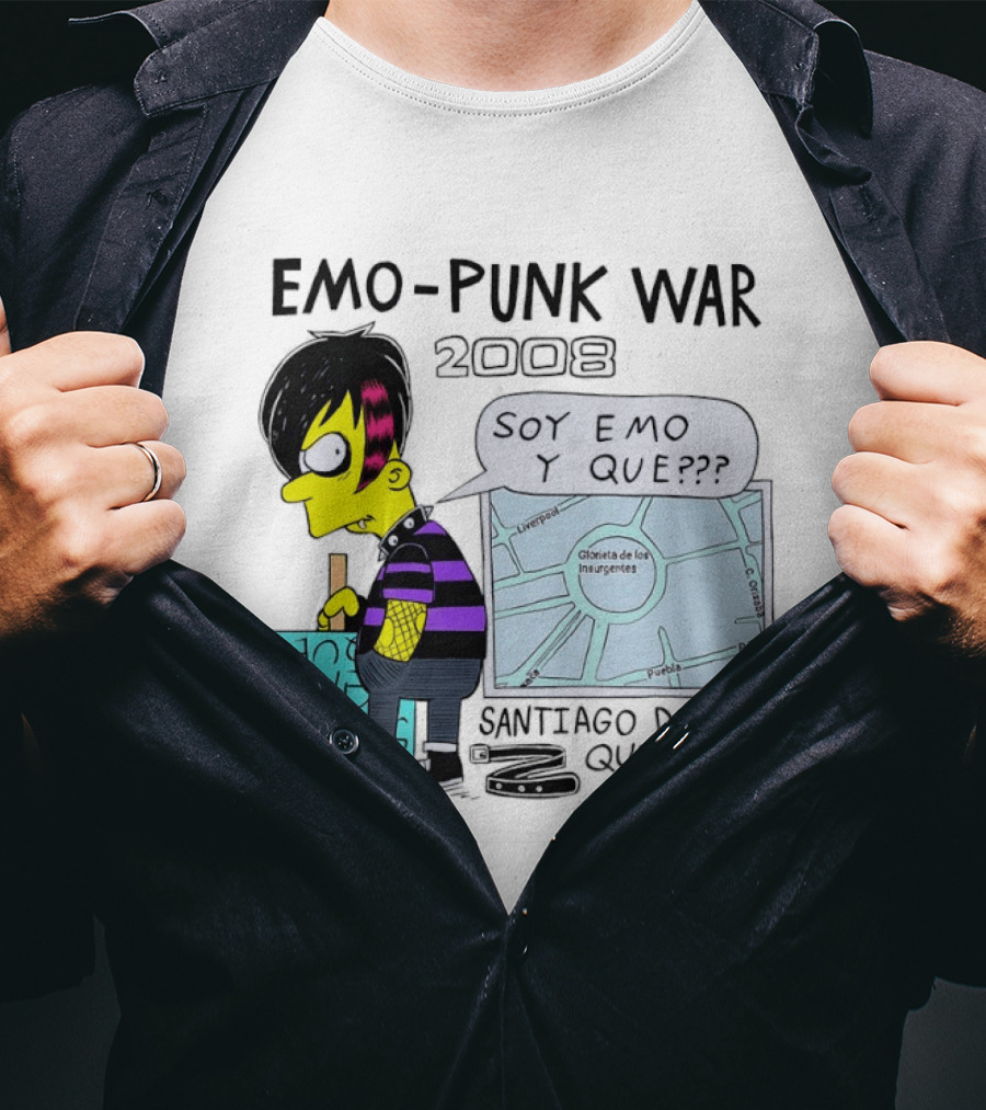 Emo Punk War 2008 Soy Emo Y Que Santiago De Queretaro Map Cartoon T-Shirt