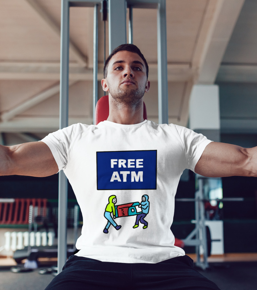 Free ATM Funny Cartoon Drawing T-Shirt